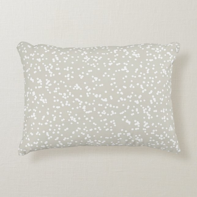 Ditsy Dots Pattern - White on Beige/Greige Prydnadskudde (Framsidan)