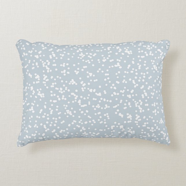 Ditsy Dots Pattern - White on Dusty Blue Prydnadskudde (Framsidan)