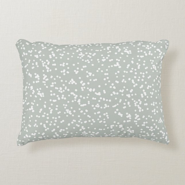 Ditsy Dots Pattern - White on Gray Green Prydnadskudde (Framsidan)
