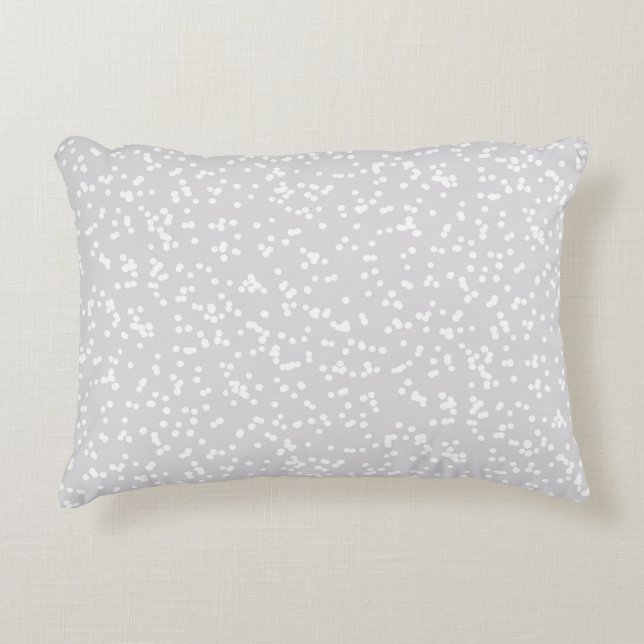 Ditsy Dots Pattern - White on Silver-Gray Prydnadskudde (Framsidan)