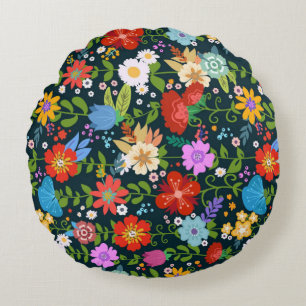 Ditsy Flowers Seamless Mönster-20210 Rund Kudde