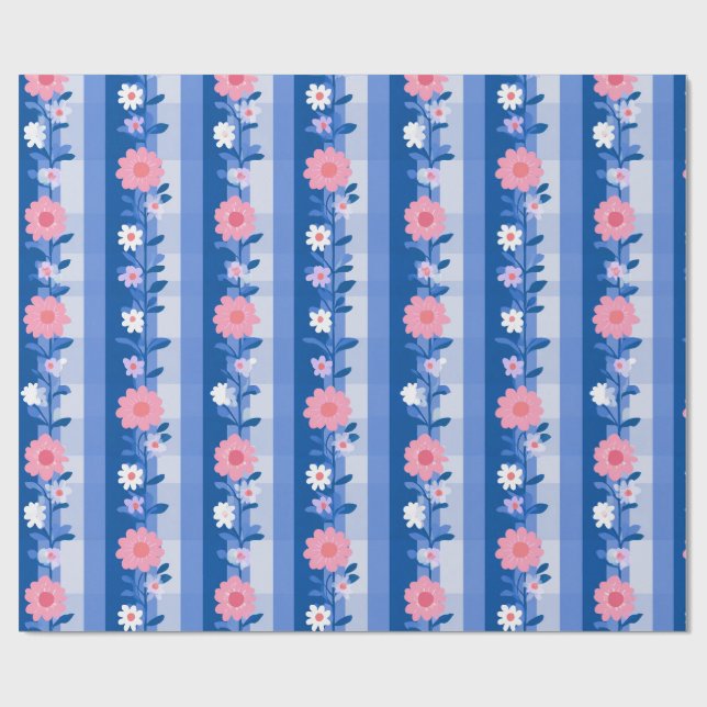 Ditsy Gingham Grandmillenial Daisys Presentpapper (Platt)