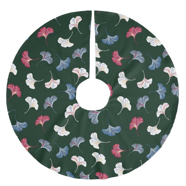 Ditsy Ginkgo: Mörken Höstsömlös. Julgransmatta Borstad Polyester (Framsidan)