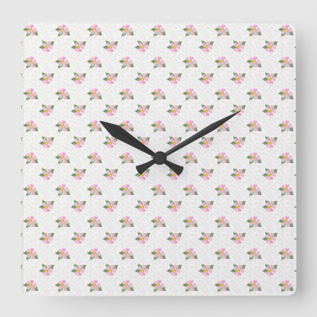 Ditsy Hund Polka Stil Square Wall Clock Fyrkantig Klocka (Framsida)