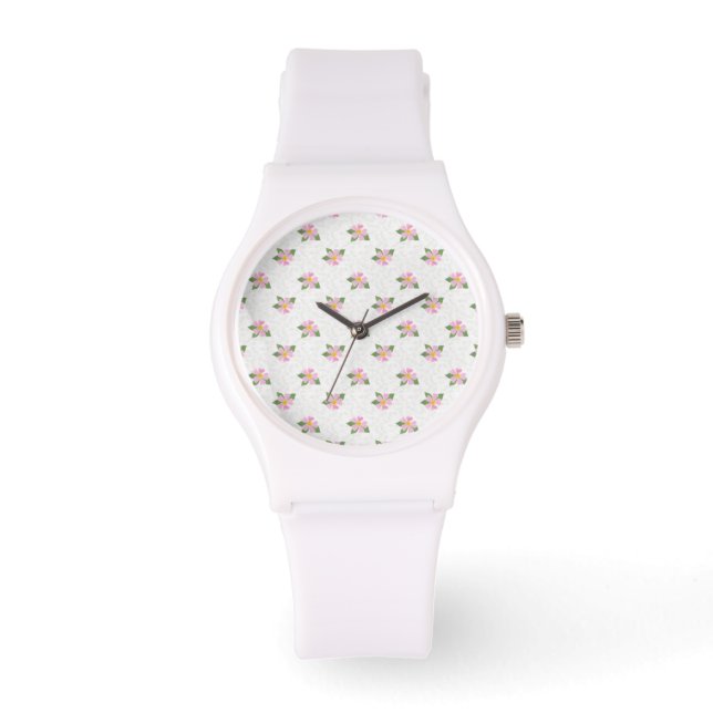 Ditsy Hund Ro Polka Stil Sporty White Wristwatch Armbandsur (Framsida)