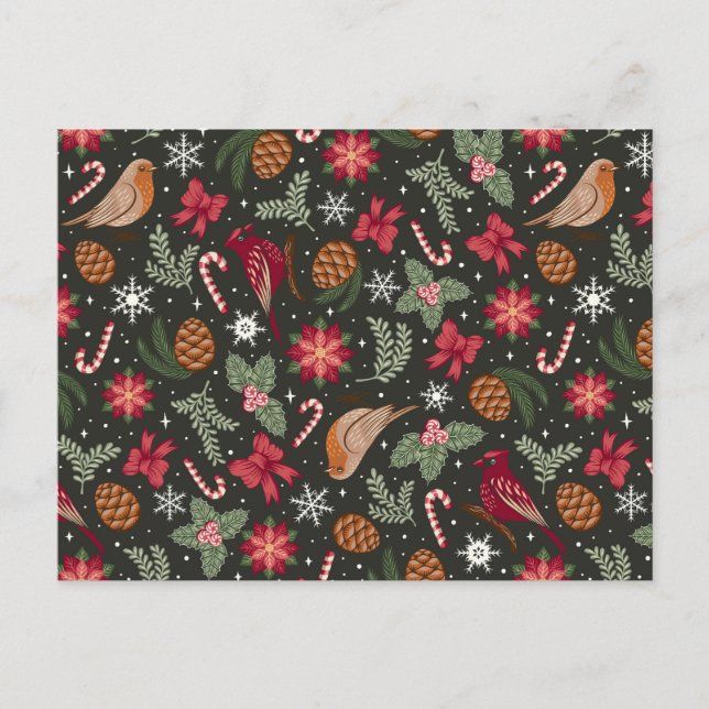 Ditsy Natural jul Helg Vykort (Framsida)