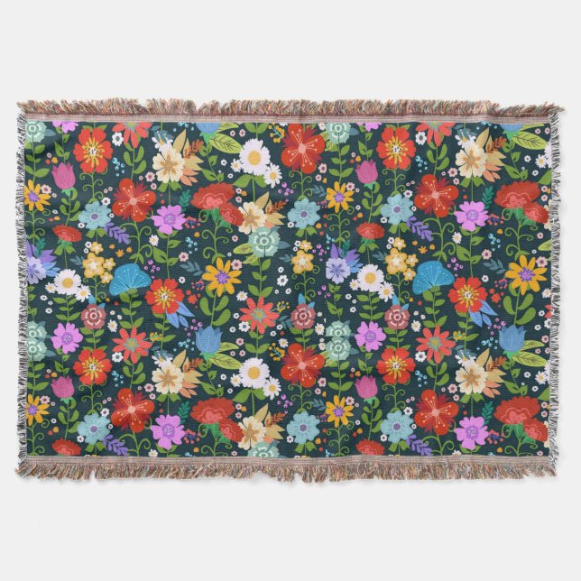 Ditsy seamless Flowers Mönster-13554 Filt (Framsidan)