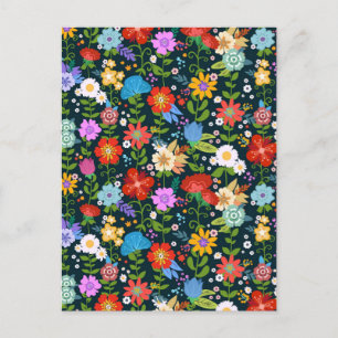 Ditsy seamless Flowers Mönster-13554 Helg Vykort