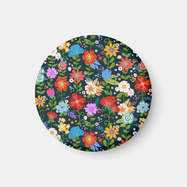 Ditsy seamless Flowers Mönster-13554 Magnet (Framsidan)