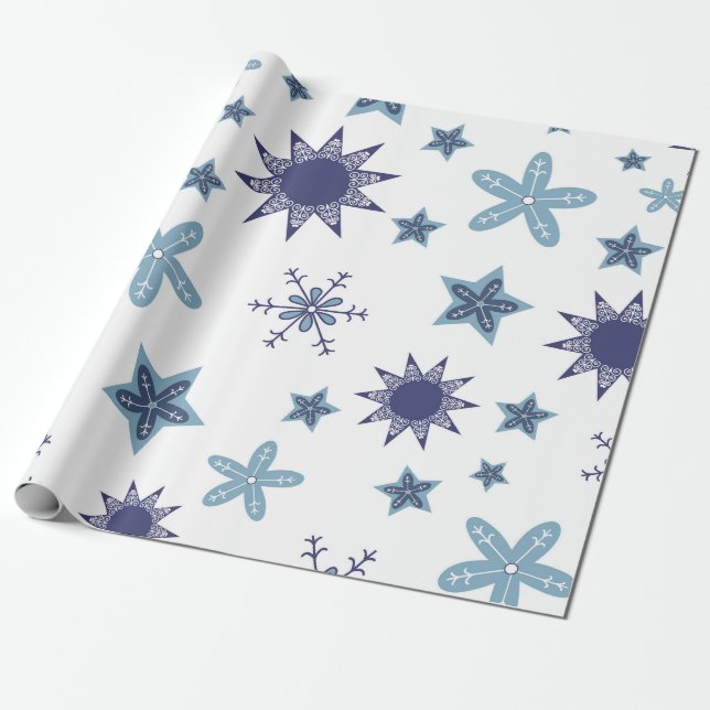 Ditsy snöflingemönster bakgrundstexturer presentpapper (Utrullad)