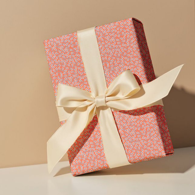 Ditsy White Daisies & Cobalt Leaves – Mini Floral Presentpapper (Skapare uppladdad)