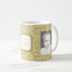 Ditt 100. födelsedagguld för fotoet numrerar kaffemugg