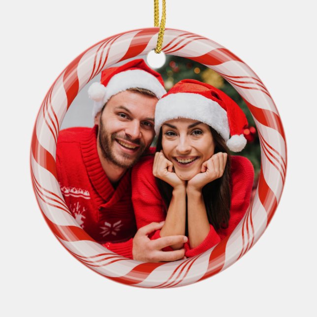 DITT 2 foton i en Candy Ram anpassningsbar-prydnad Julgransprydnad Keramik (Framsidan)