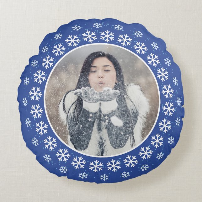 DITT 2 FOTOS I Snowflake Ramar dekorativ kudde (Framsidan)