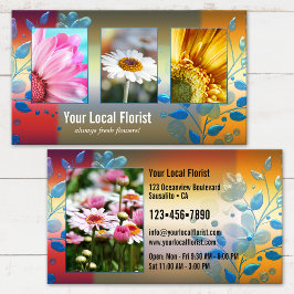 Ditt 4 Fotos Färgglada Blommor Blomsterhandlare Po Visitkort