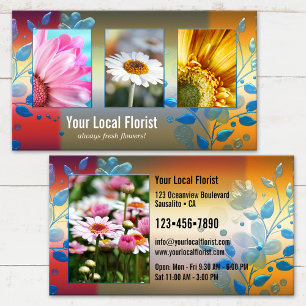 Ditt 4 Fotos Färgglada Blommor Blomsterhandlare Po Visitkort