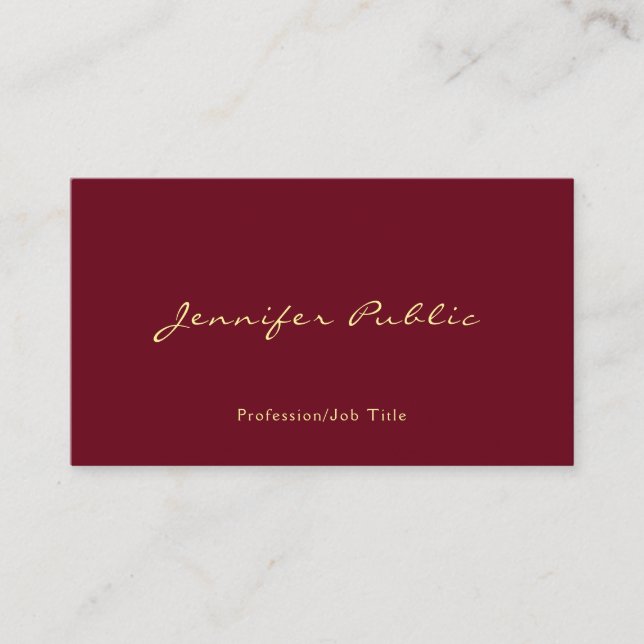 Ditt Anpassningsbar Text Guld Färg Calligraphy-skr Visitkort (Framsida)