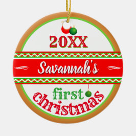 Ditt Baby (Namn) 1:a jul Julgransprydnad Keramik