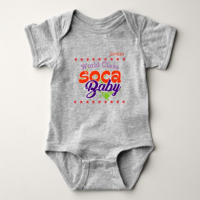 (Ditt Baby-Namn) Soca Baby T Shirt (Framsida)