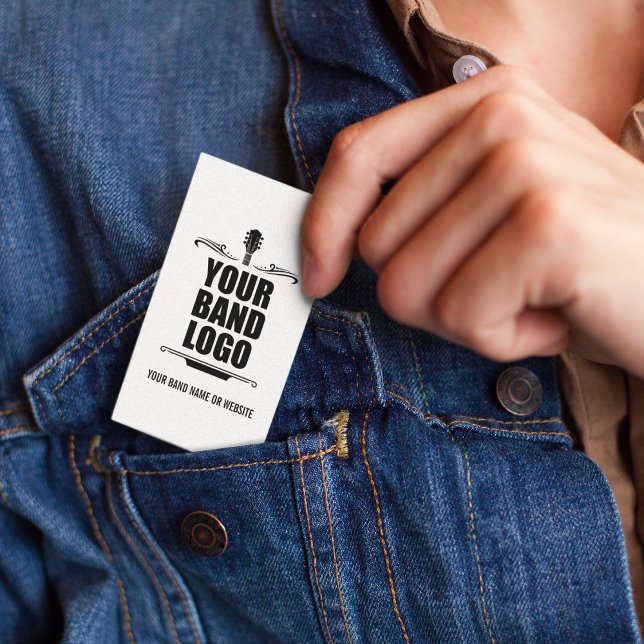 Ditt band-Logotyp - välj din bakgrund Färg lång Visitkort (Customize to change background color, text size, style and more.)