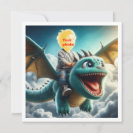 Ditt barn flygandes på en blå drake, drakkort kort