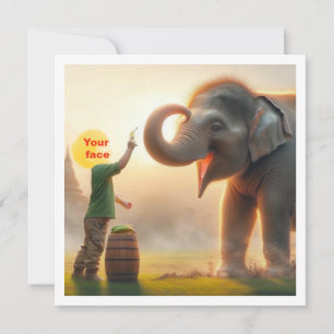 Ditt barn matar en elefant, anpassat fotokort kort