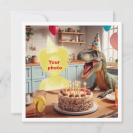 Ditt barn med dinosaur, velociraptor-födelsedag kort