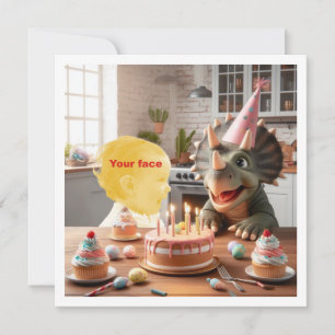 Ditt barn med dinosaurie, triceratops födelsedag kort