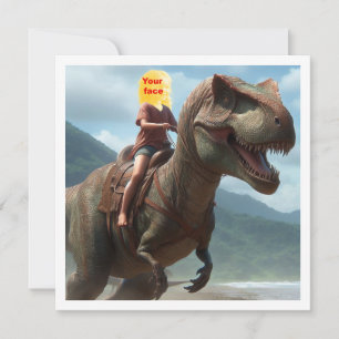 Ditt barn som rider på en T-rex, sätt min ansikte Kort