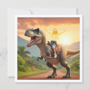 Ditt barn som rider på en T-rex, sätt min ansikte Kort