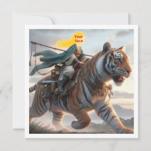 Ditt barn som rider på en tiger, lägg mitt ansikte kort