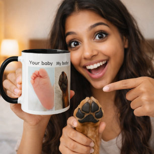 Ditt barn vs Min babys hundpaw meme Mugg