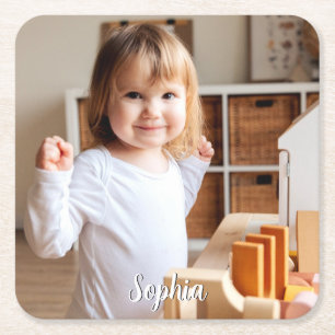 Ditt barns foto och skript Namn Underlägg Papper Kvadrat