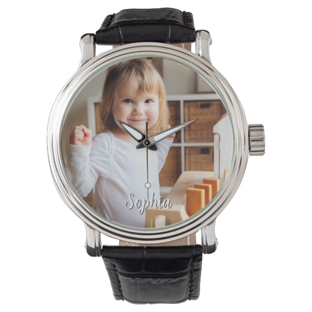 Ditt barns foto och skriptnamn armbandsur (Framsida)