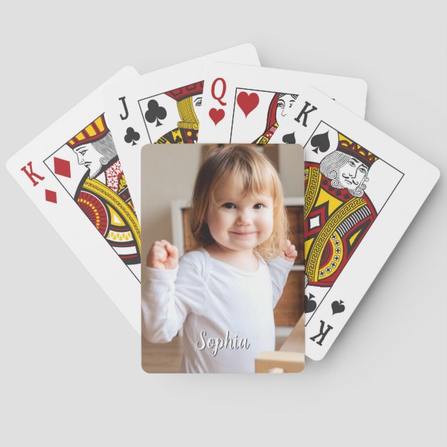 Ditt barns foto och skriptnamn casinokort (Baksidan)