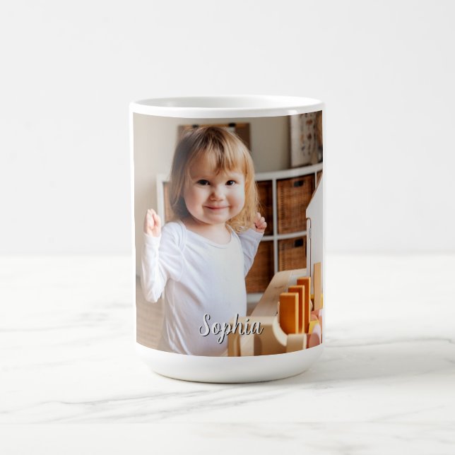 Ditt barns foto och skriptnamn kaffemugg (Center)