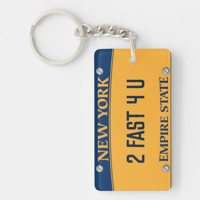 Ditt bilnummer. New York. Redigerbar Nyckelring (Framsidan)