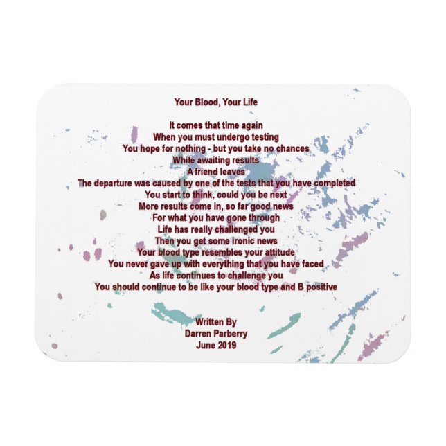 Ditt blod, ditt liv 7 cm x 10 cm flexibelt magnet (Horisontell)