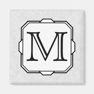 Ditt brev. Beställnings- Monogram. Grått, svart Magnet