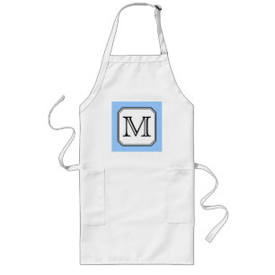 Ditt brev. Beställnings- Monogram. Svart White. Långt Förkläde