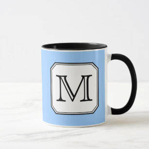 Ditt brev. Beställnings- Monogram. Svart White. Mugg