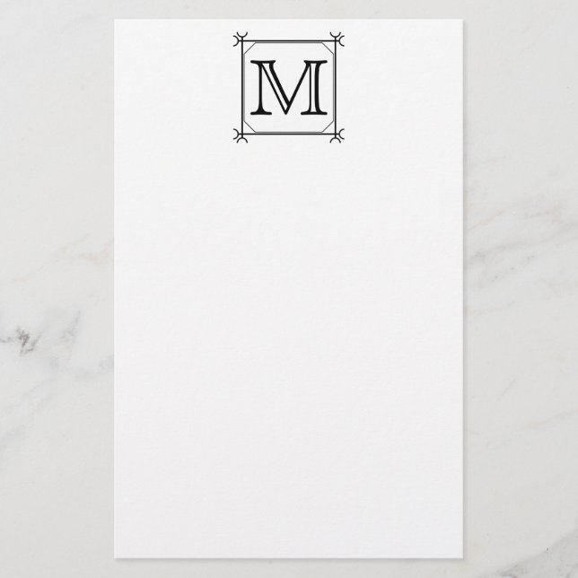 Ditt brev. Beställnings- Monogram. Svartvitt Brevpapper (Framsida)