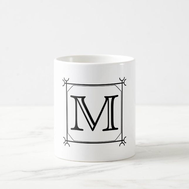 Ditt brev. Beställnings- Monogram. Svartvitt Kaffemugg (Center)