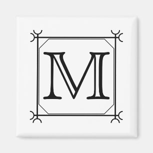 Ditt brev. Beställnings- Monogram. Svartvitt Magnet