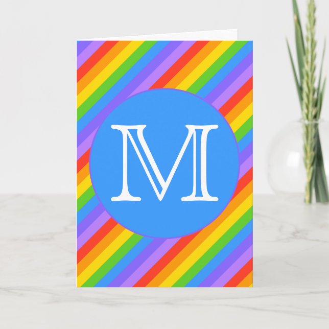 Ditt brev, regnbåge görar randig monogram.en anteckningskort (Framsida)