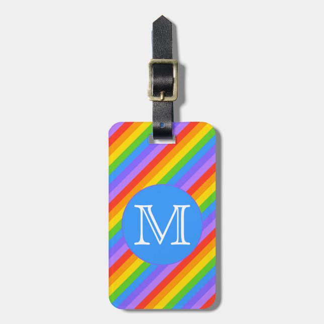 Ditt brev, regnbåge görar randig monogram.en bagagebricka (Vertikal Framsida)