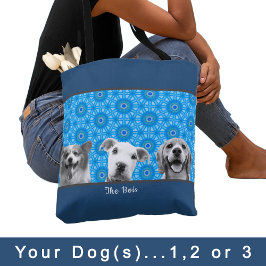 Ditt/dina Hund-foto för Hund Älskare Blue Mönster Tygkasse