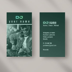 Ditt eget DJ-foto techno grönt visitkort