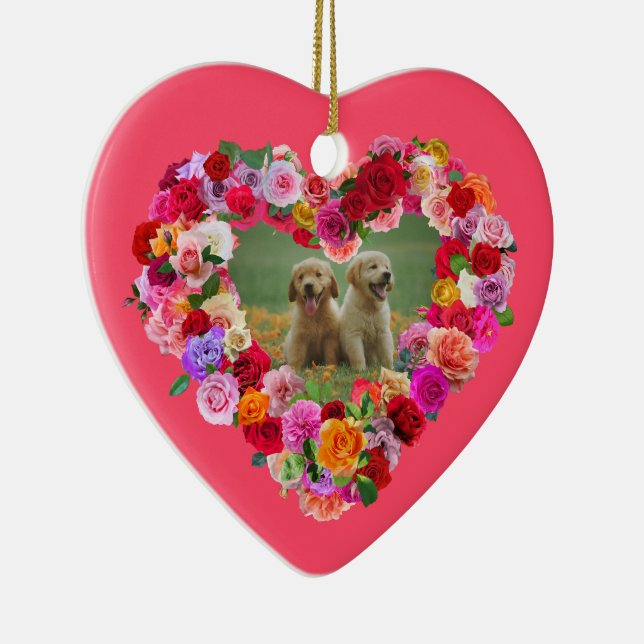 Ditt eget Hund Photo Mors dag Ro Heart Julgransprydnad Keramik (Höger)
