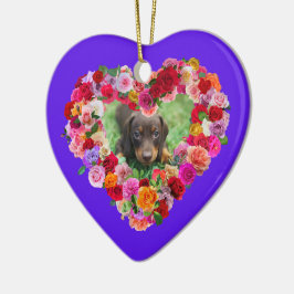 Ditt eget Hund Photo Mors dag Ro Heart Julgransprydnad Keramik